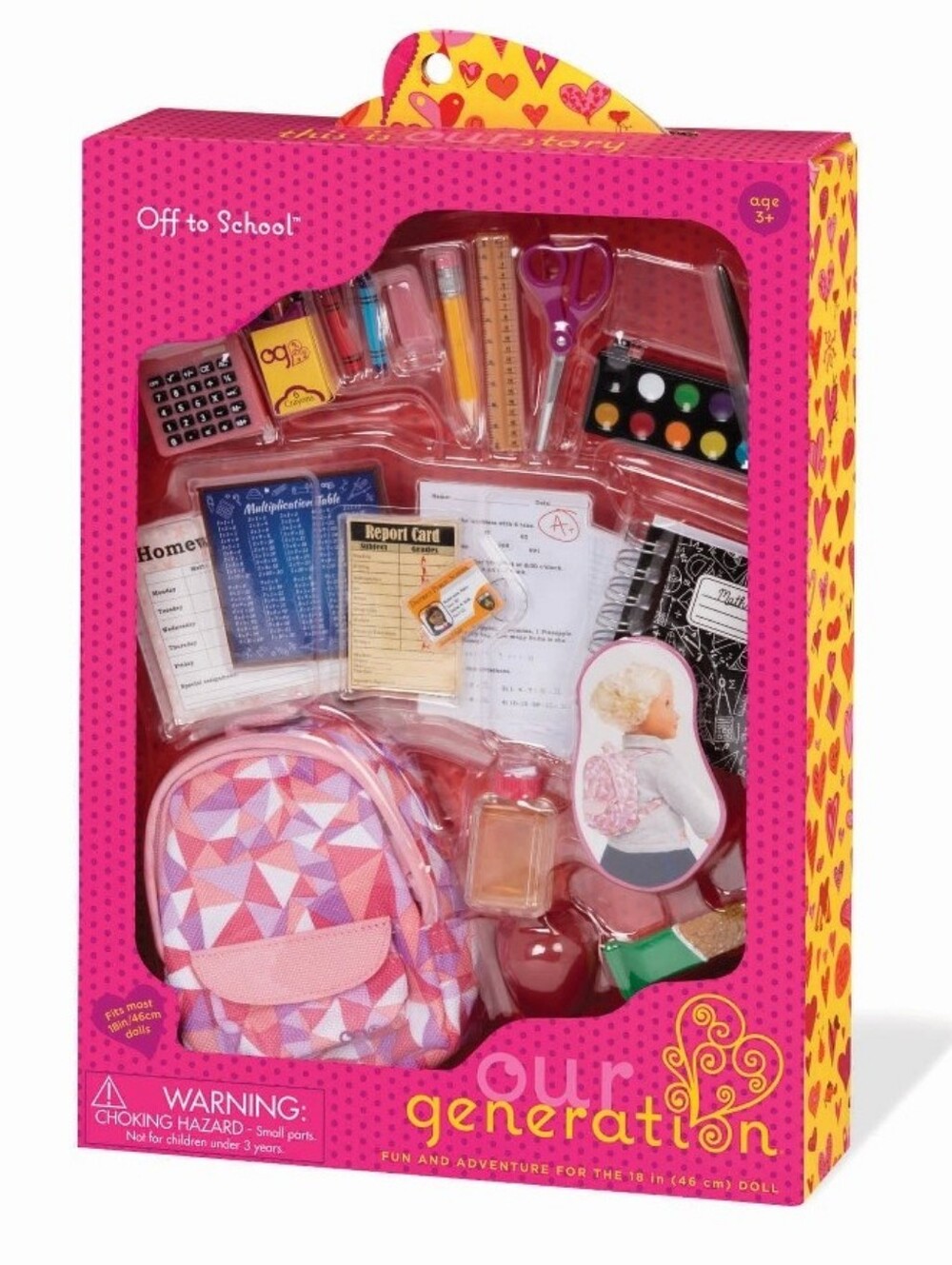 New!Off To School Supplies Accessory Set For 18" Doll Our Generation Y2K Pretend